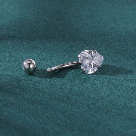 14G 316L Heart Cubic Zirconia Barbell Belly Button Navel Rings - Set of 10 - Picture 5 of 7